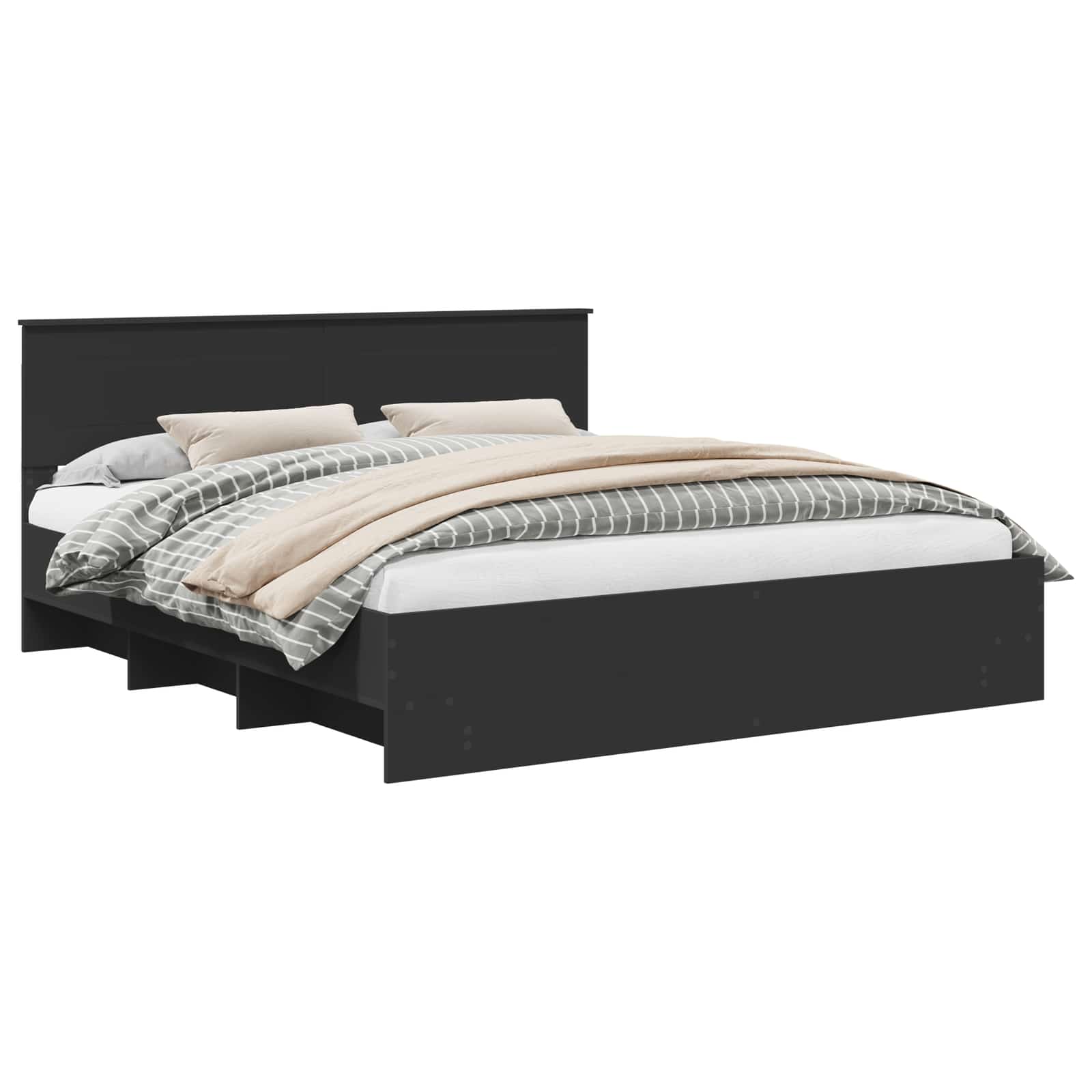 Struttura del letto Nero 180 x 200 cm Legno multistrato | homemem39