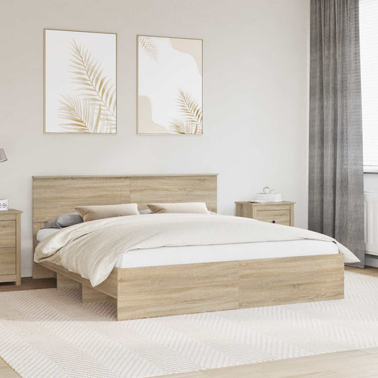 Struttura del letto con testiera Rovere Sonoma 180 x 200 cm | homemem39