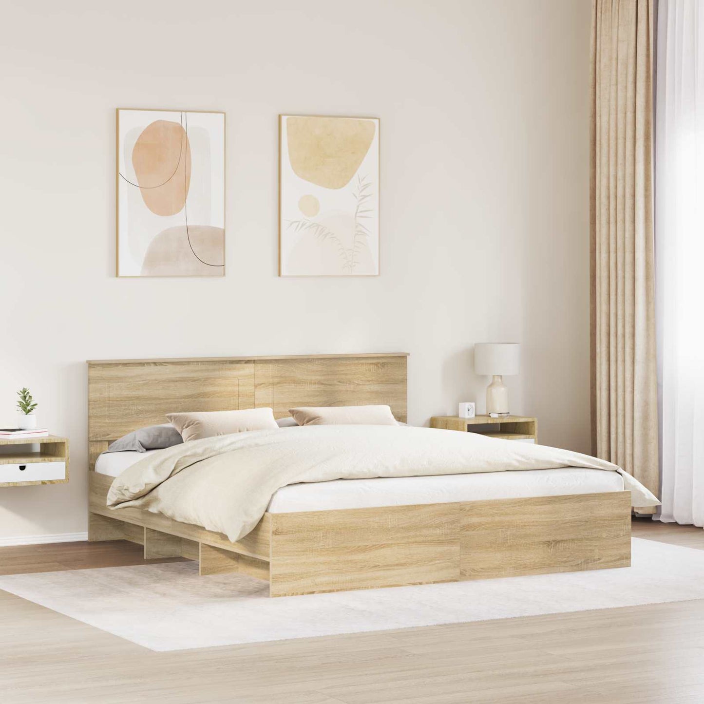 Struttura del letto con testiera Rovere Sonoma 180 x 200 cm | homemem39
