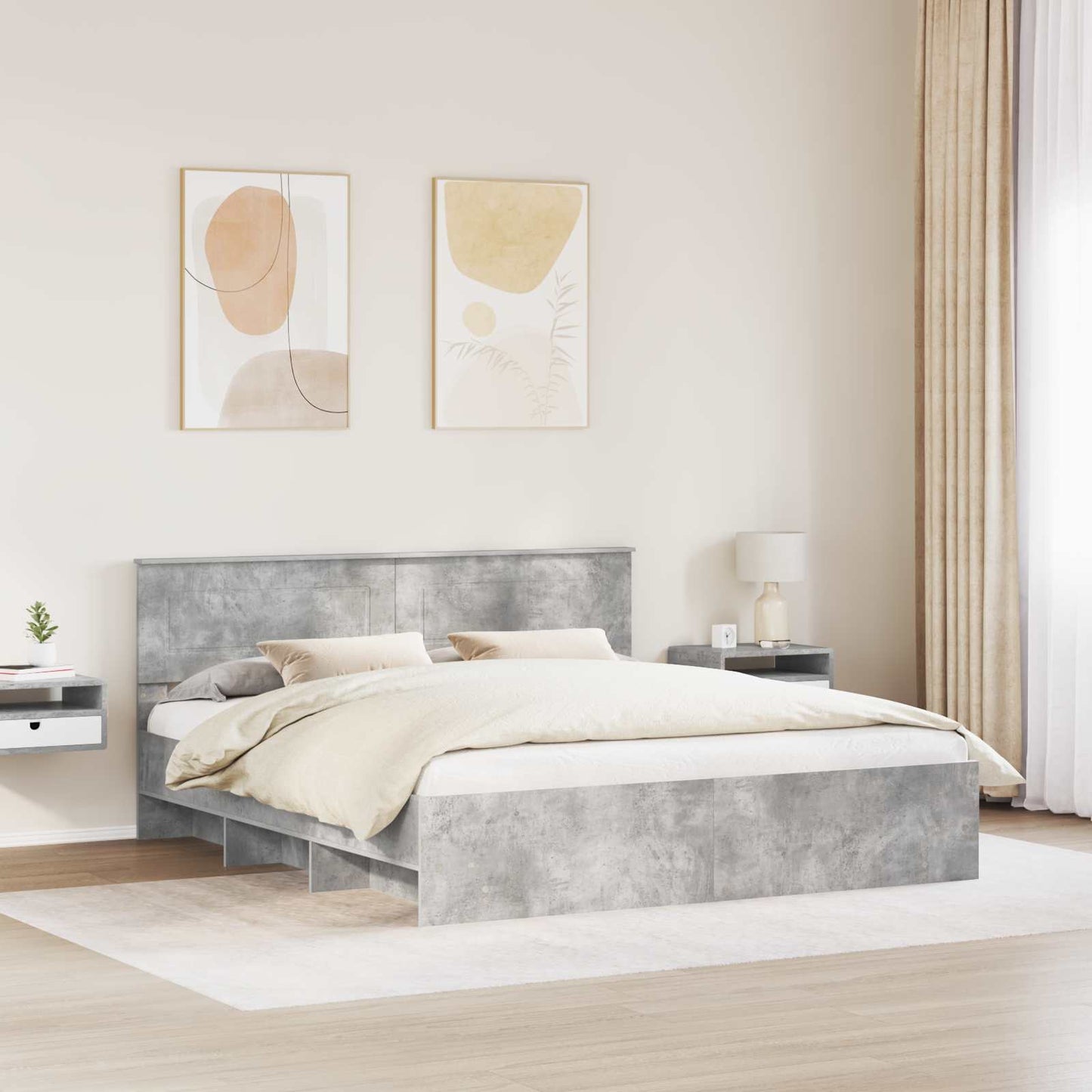 Struttura del letto con testiera Grigio cemento 180 x 200 cm | homemem39