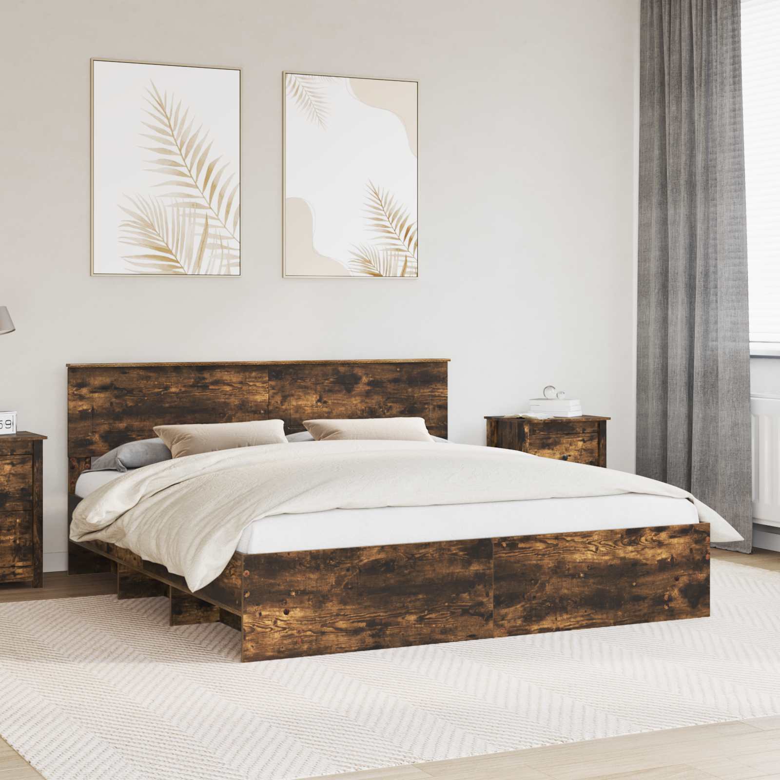 Struttura del letto Rovere fumé 180 x 200 cm Legno multistrato | homemem39