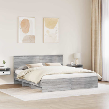 Struttura del letto con testiera Grigio Sonoma 180 x 200 cm