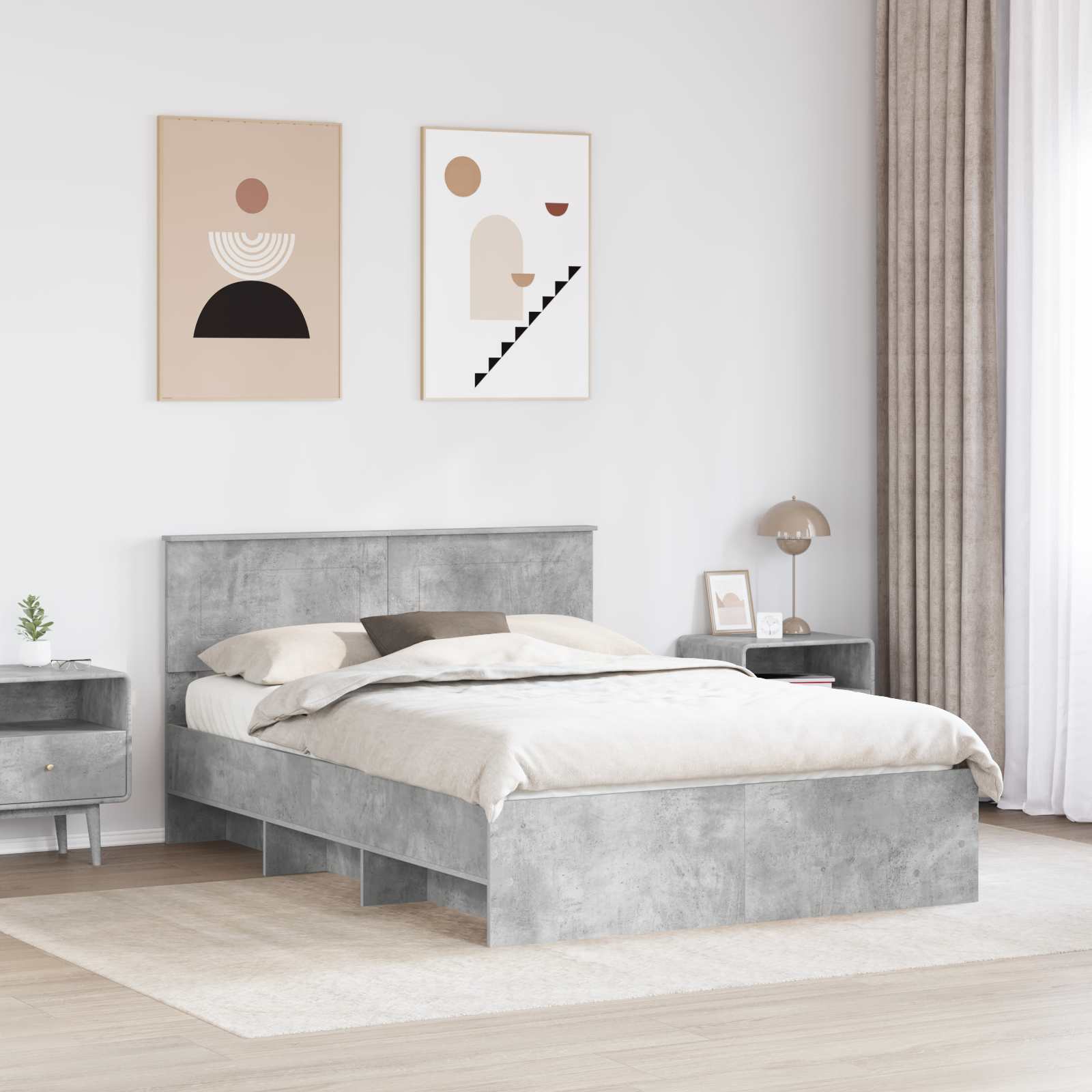 Struttura del letto con testiera Grigio cemento 150 x 200 cm | homemem39