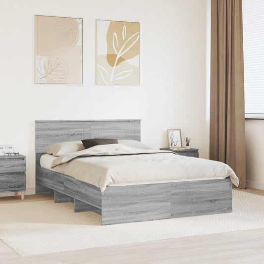 Struttura del letto con testiera Grigio Sonoma 150 x 200 cm | homemem39