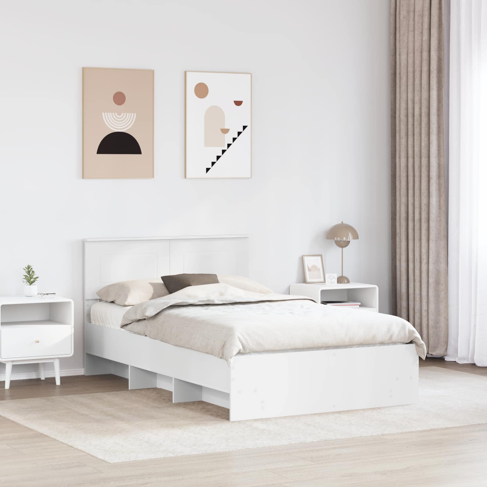 Struttura del letto Bianco 137 x 203 cm Legno multistrato | homemem39