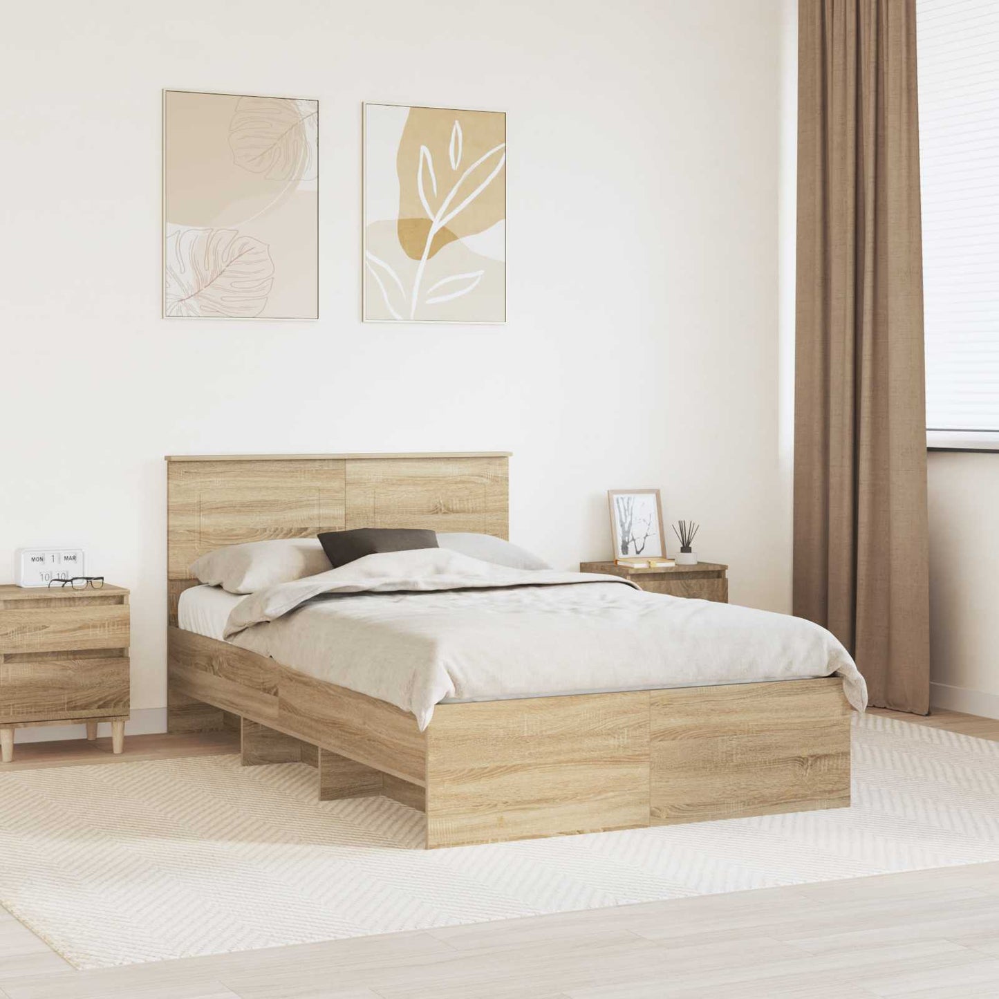 Struttura del letto con testiera Rovere Sonoma 120 x 123 cm