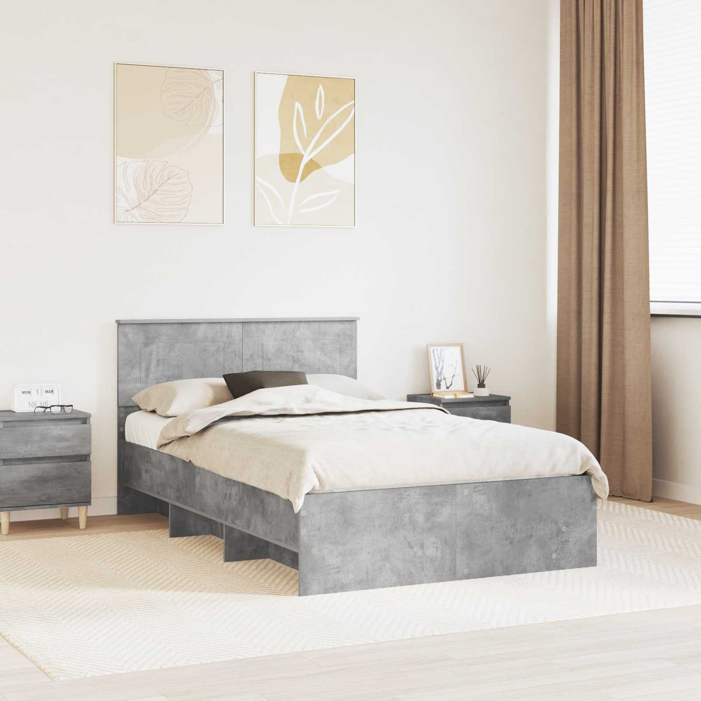 Struttura del letto con testiera Grigio cemento 120 x 123 cm | homemem39