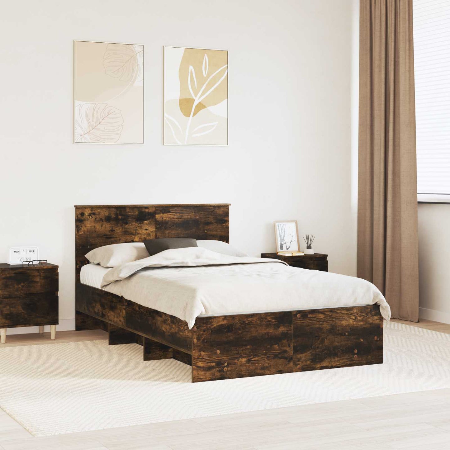 Struttura del letto Rovere fumé 120 x 123 cm Legno multistrato