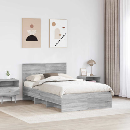 Struttura del letto con testiera Grigio Sonoma 120 x 123 cm