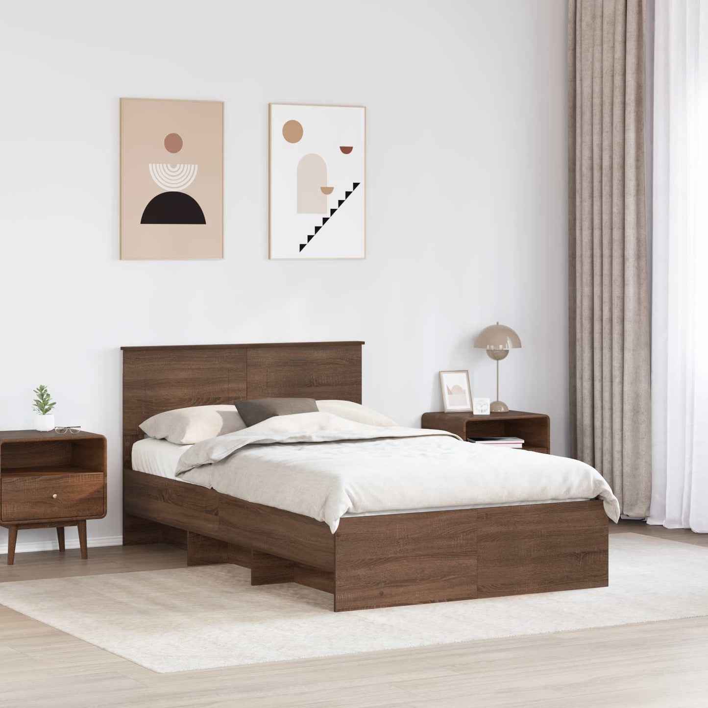 Struttura del letto con testiera Rovere Marrone 120 x 123 cm