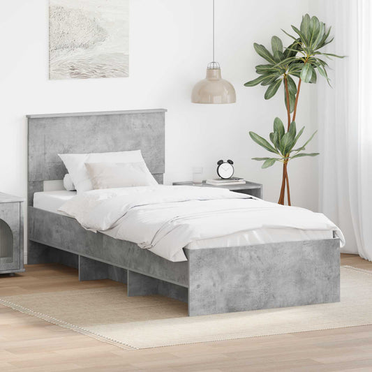 Struttura del letto con testiera Grigio cemento 120 x 123 cm