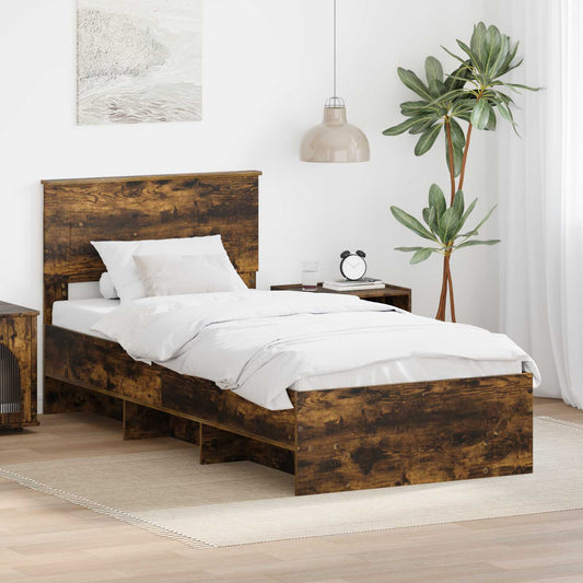 Struttura del letto Rovere fumé 120 x 123 cm Legno multistrato | homemem39