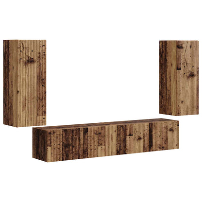 Set di Mobiletto da TV a Parete 4 pcs Legno vecchio | homemem39