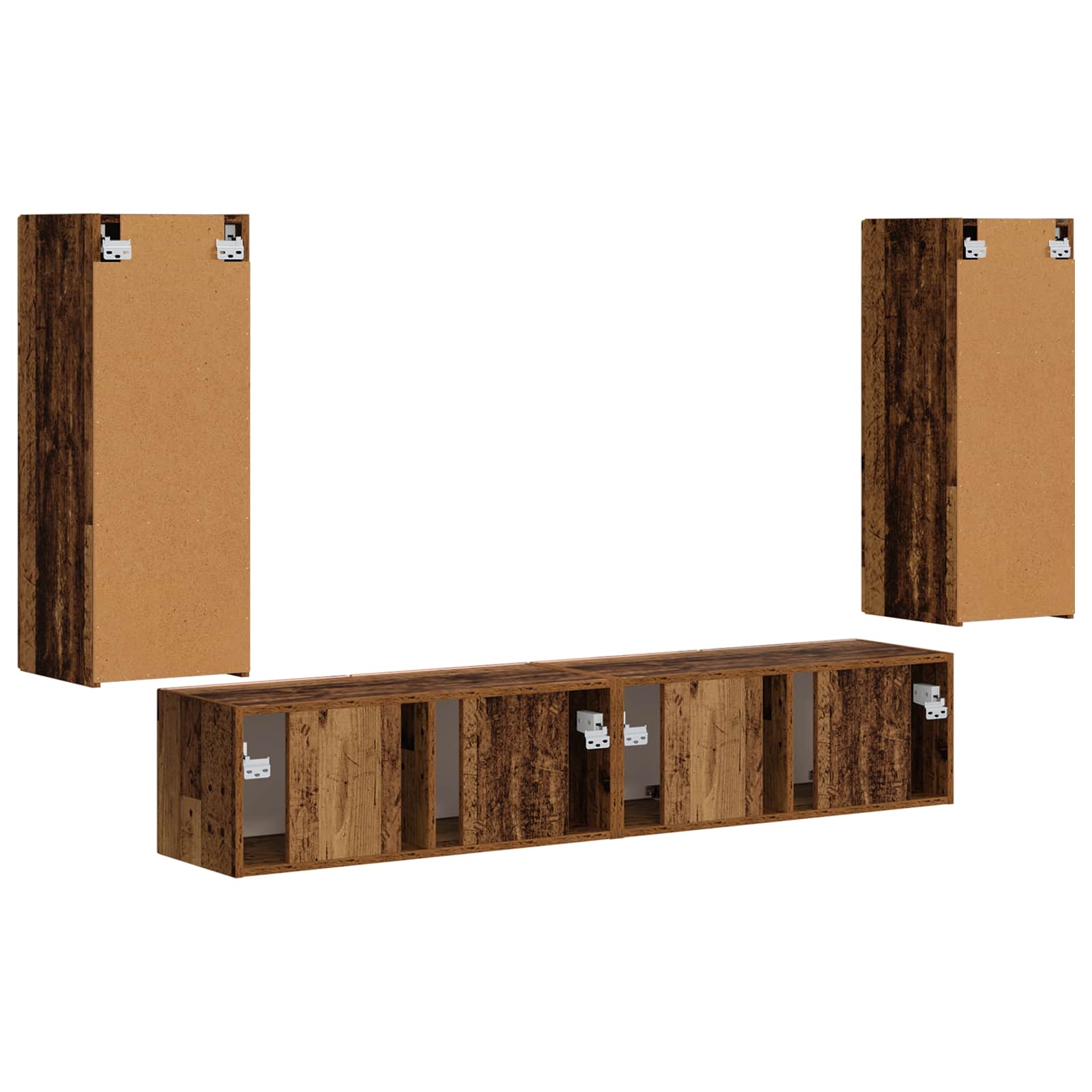 Set di Mobiletto da TV a Parete 4 pcs Legno vecchio | homemem39