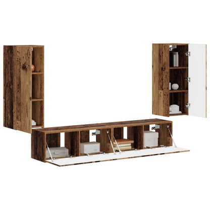 Set di Mobiletto da TV a Parete 4 pcs Legno vecchio | homemem39