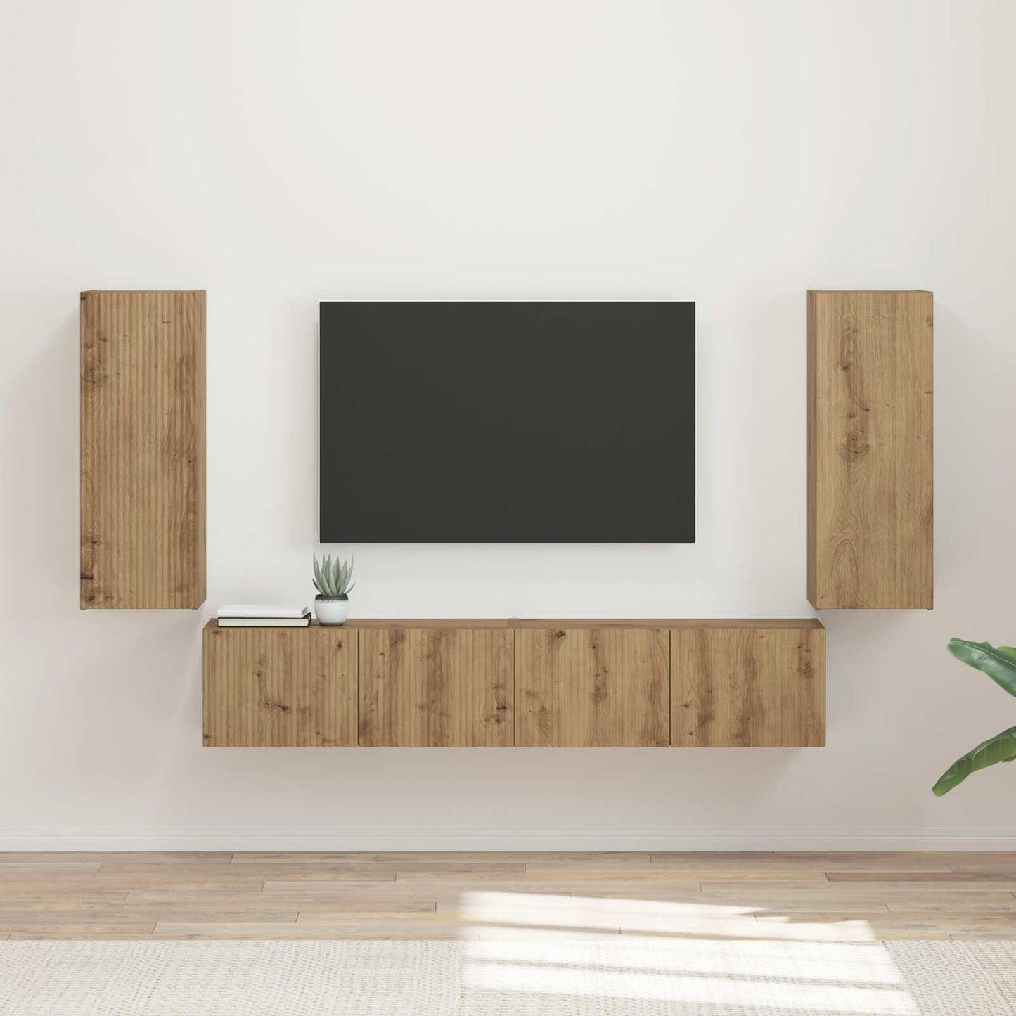 Set di Mobiletto da TV a Parete 4 pcs Rovere artigianale | homemem39