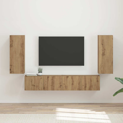 Set di Mobiletto da TV a Parete 4 pcs Rovere artigianale | homemem39