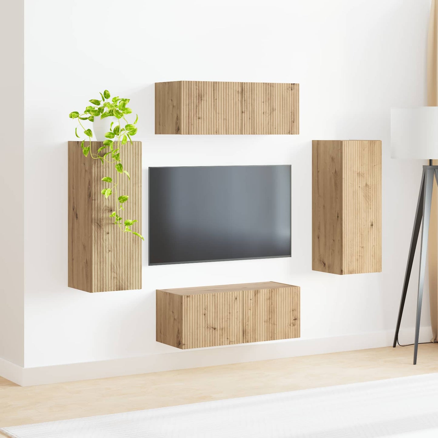 Set di Mobiletto da TV a Parete 4 pcs Rovere artigianale | homemem39