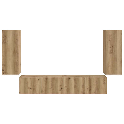 Set di Mobiletto da TV a Parete 4 pcs Rovere artigianale | homemem39