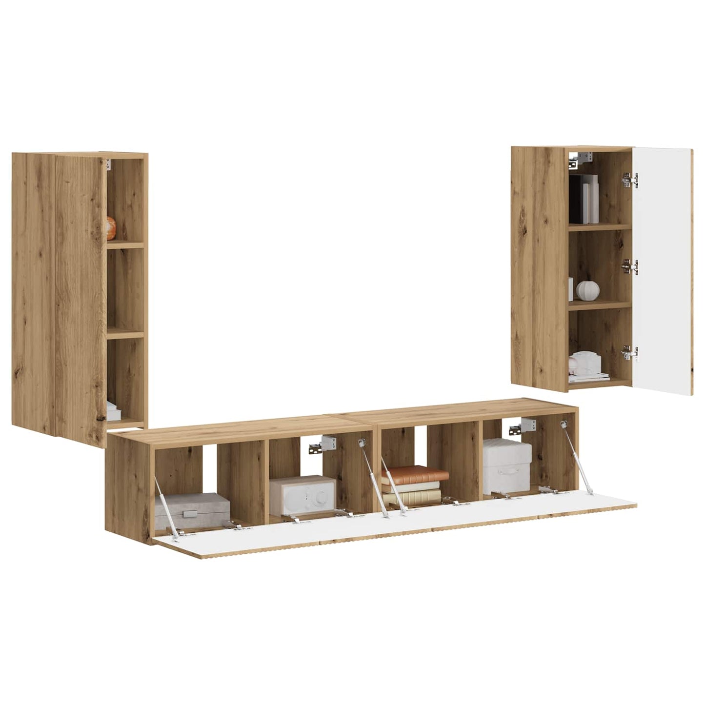 Set di Mobiletto da TV a Parete 4 pcs Rovere artigianale | homemem39