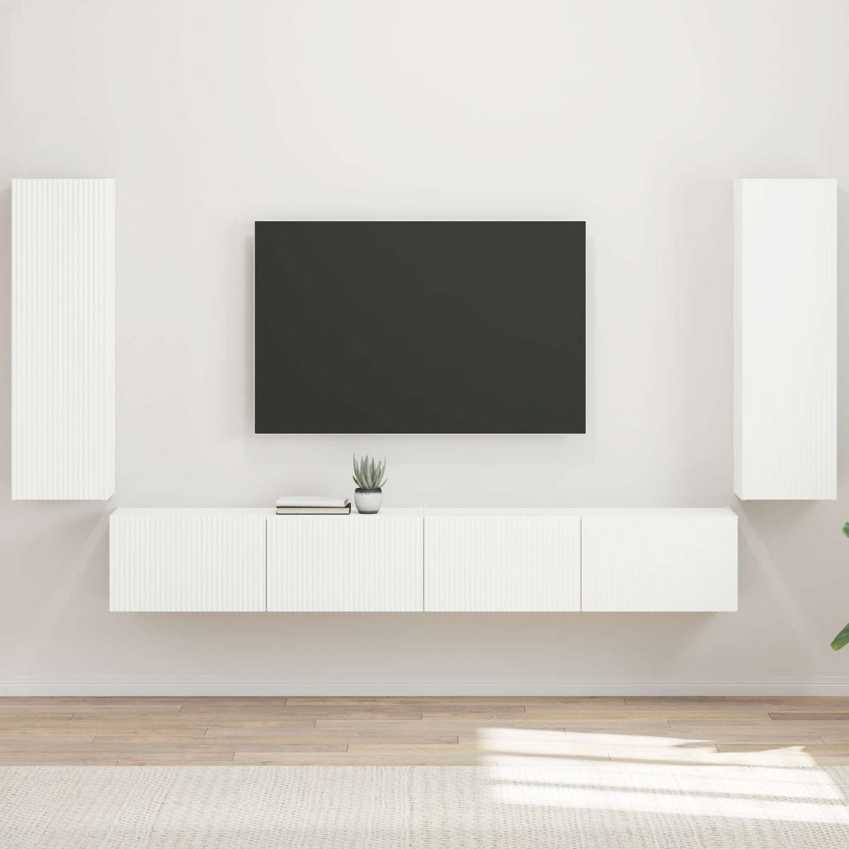 Set di Mobiletto da TV a Parete 4 pz Bianco | homemem39