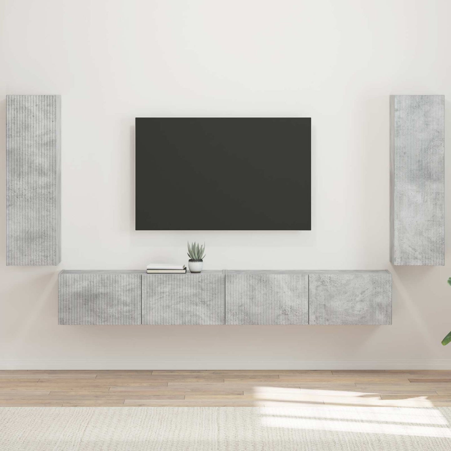 Set di Mobiletto da TV a Parete 4 pcs Grigio cemento | homemem39