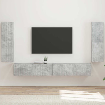Set di Mobiletto da TV a Parete 4 pcs Grigio cemento | homemem39