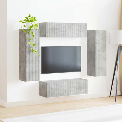 Set di Mobiletto da TV a Parete 4 pcs Grigio cemento | homemem39