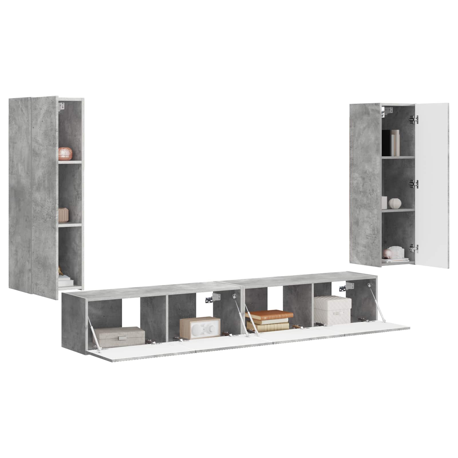 Set di Mobiletto da TV a Parete 4 pcs Grigio cemento | homemem39