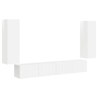 Set di Mobiletto da TV a Parete 4 pcs Bianco Lucido | homemem39