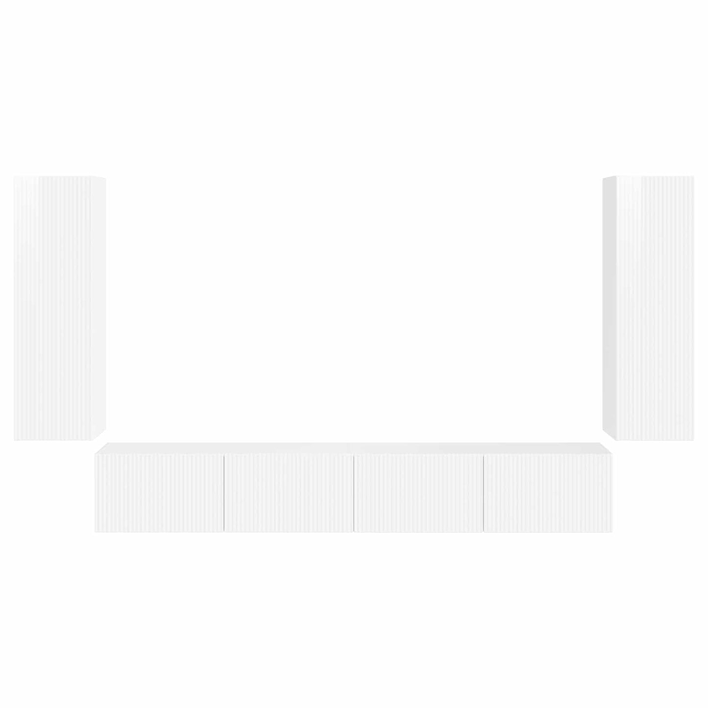 Set di Mobiletto da TV a Parete 4 pcs Bianco Lucido | homemem39