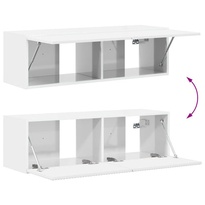 Set di Mobiletto da TV a Parete 4 pcs Bianco Lucido | homemem39