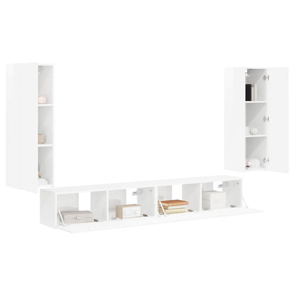 Set di Mobiletto da TV a Parete 4 pcs Bianco Lucido | homemem39