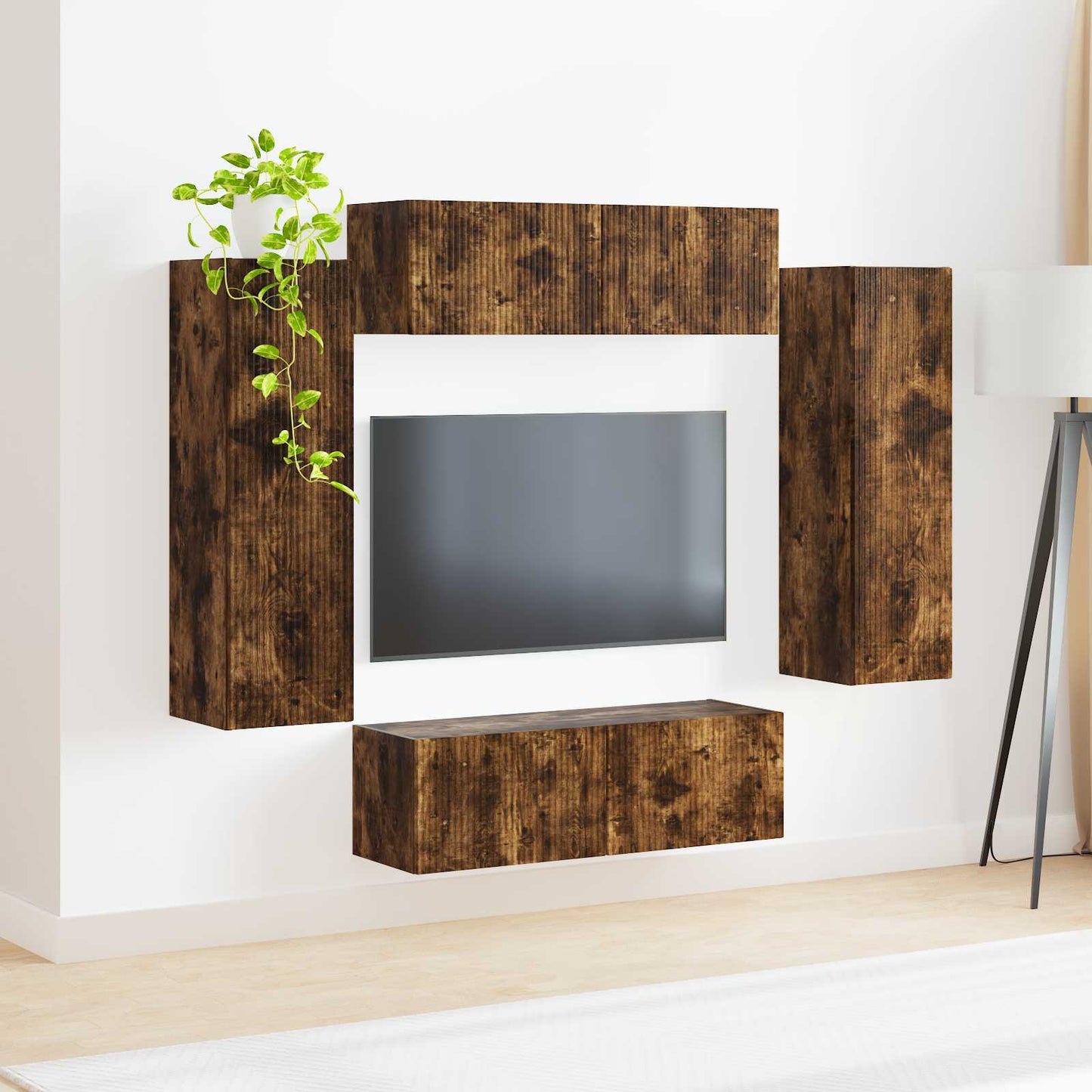 Set di Mobiletto da TV a Parete 4 pcs Rovere fumé | homemem39
