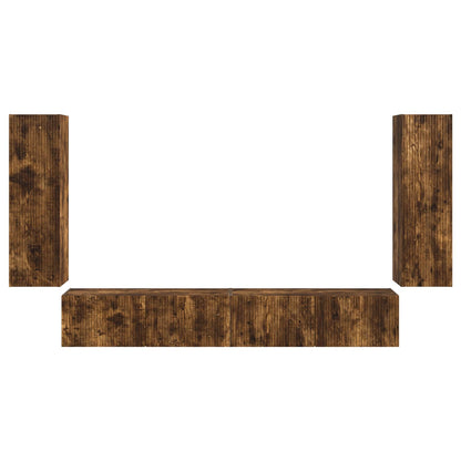 Set di Mobiletto da TV a Parete 4 pcs Rovere fumé | homemem39