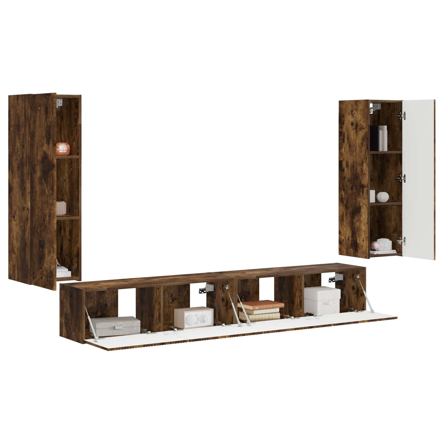 Set di Mobiletto da TV a Parete 4 pcs Rovere fumé | homemem39