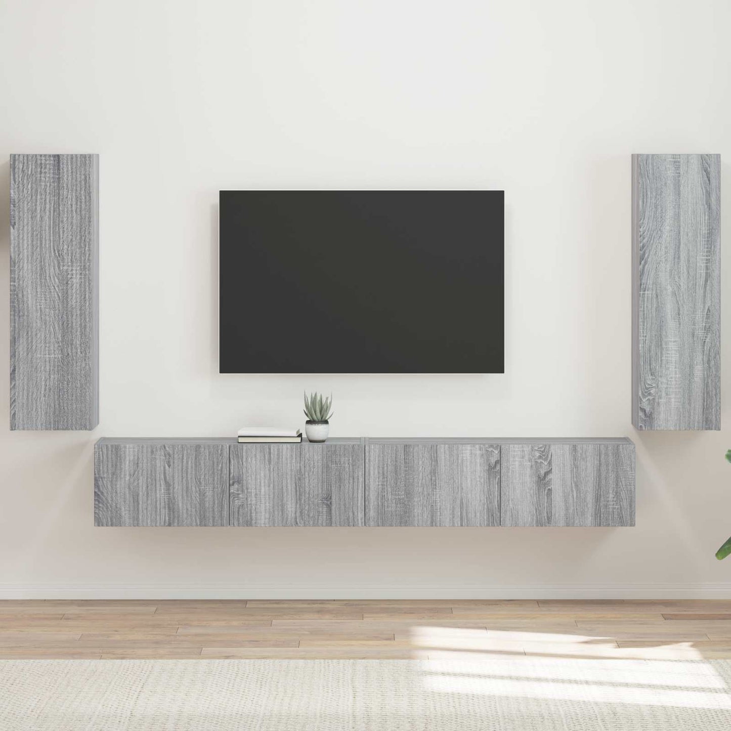 Set di Mobiletto da TV a Parete 4 pcs Grigio Sonoma - homemem39