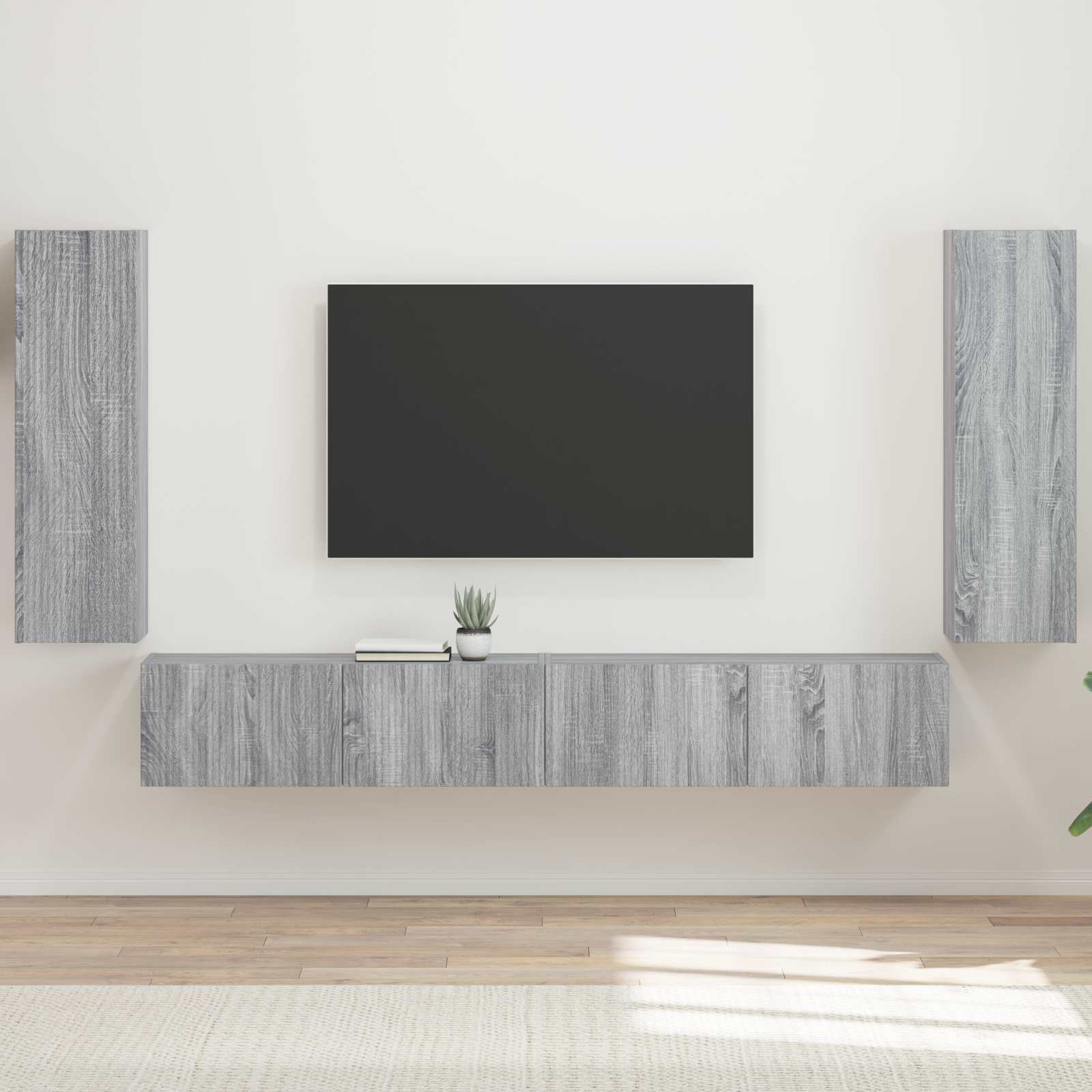Set di Mobiletto da TV a Parete 4 pcs Grigio Sonoma - homemem39
