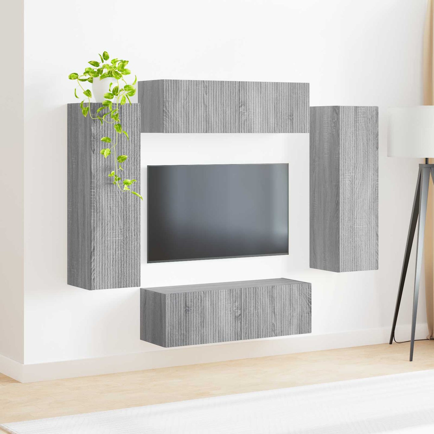 Set di Mobiletto da TV a Parete 4 pcs Grigio Sonoma - homemem39