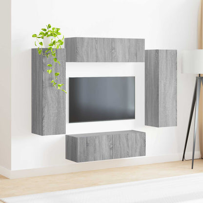 Set di Mobiletto da TV a Parete 4 pcs Grigio Sonoma - homemem39
