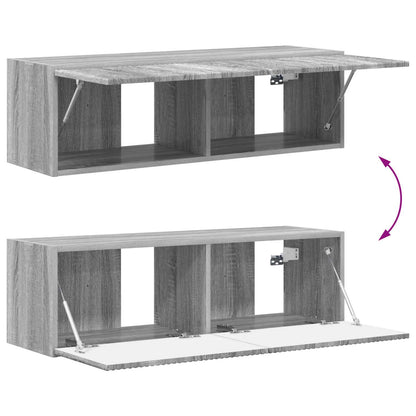 Set di Mobiletto da TV a Parete 4 pz Grigio Sonoma