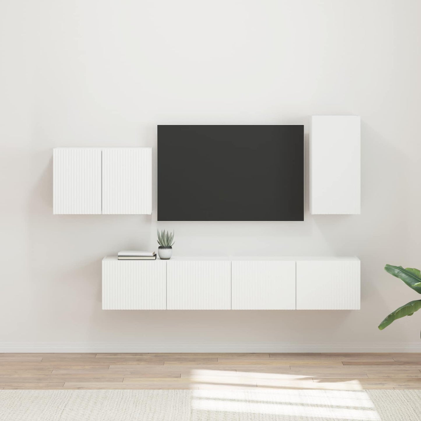 Set di Mobiletto da TV a Parete 4 pcs Bianco Legno multistrato | homemem39