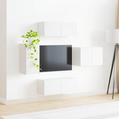 Set di Mobiletto da TV a Parete 4 pcs Bianco Legno multistrato | homemem39