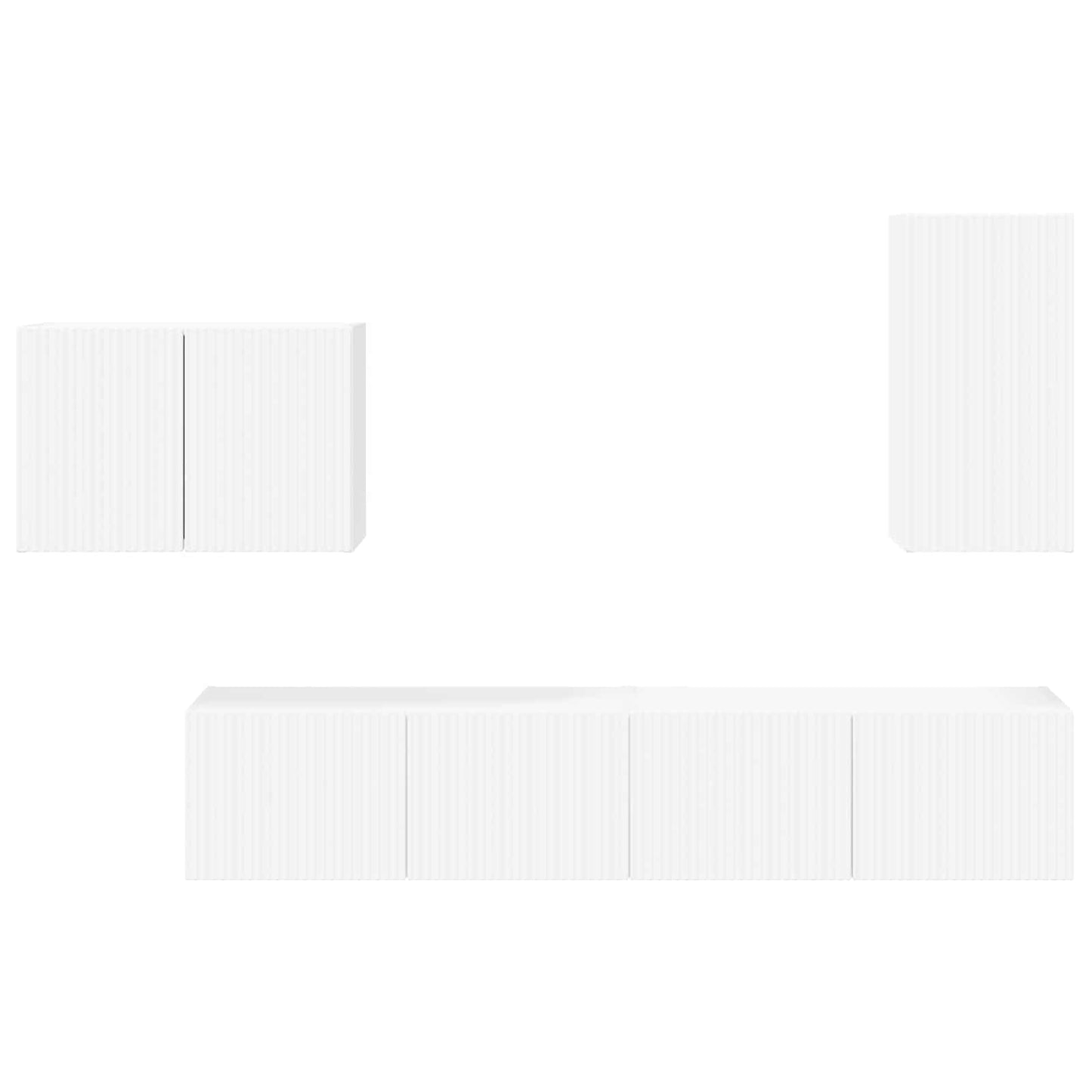 Set di Mobiletto da TV a Parete 4 pcs Bianco Legno multistrato | homemem39