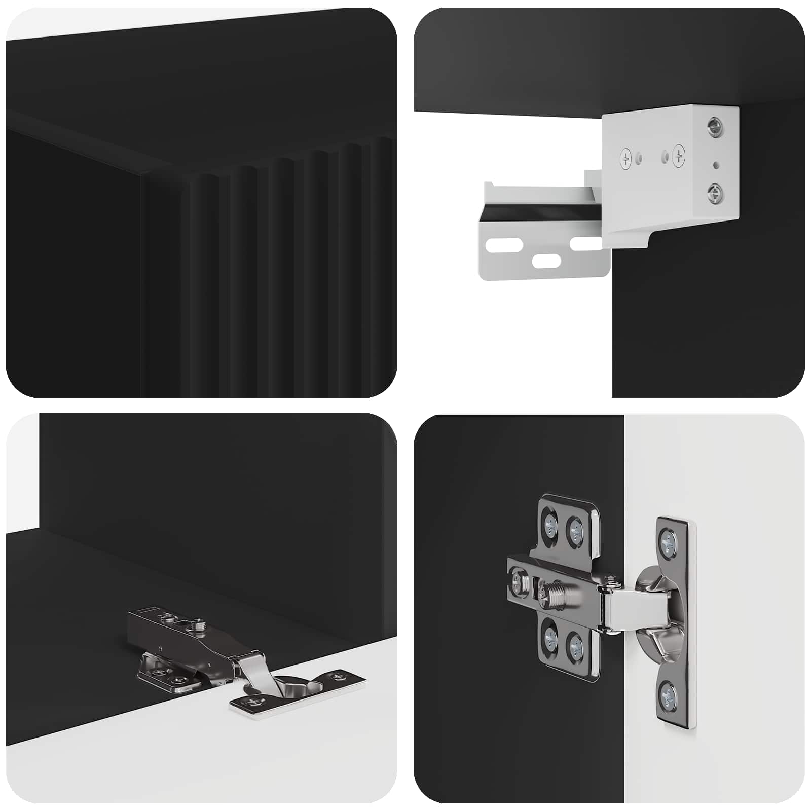 Set di Mobiletto da TV a Parete 4 pcs Nero Legno ingegnerizzato | homemem39