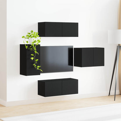 Set di Mobiletto da TV a Parete 4 pcs Nero Legno ingegnerizzato