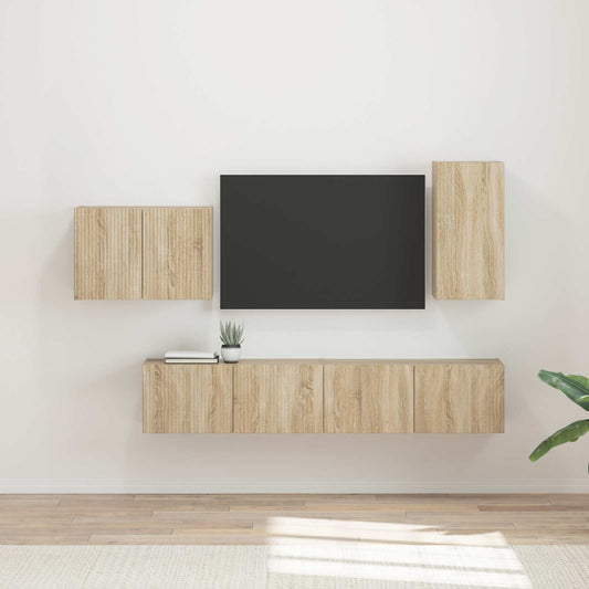 Set di Mobiletto da TV a Parete 4 pcs Rovere Sonoma