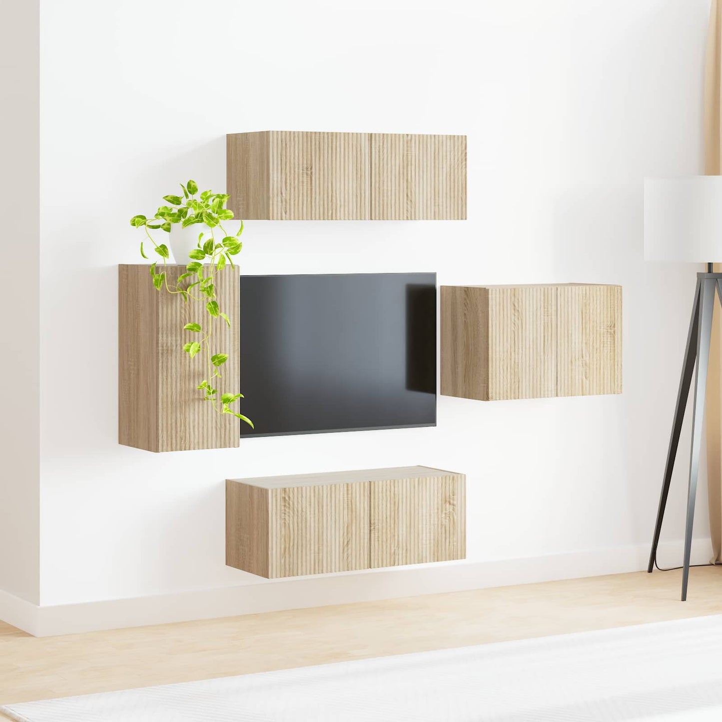 Set di Mobiletto da TV a Parete 4 pcs Rovere Sonoma