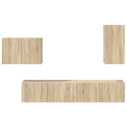 Set di Mobiletto da TV a Parete 4 pcs Rovere Sonoma | homemem39