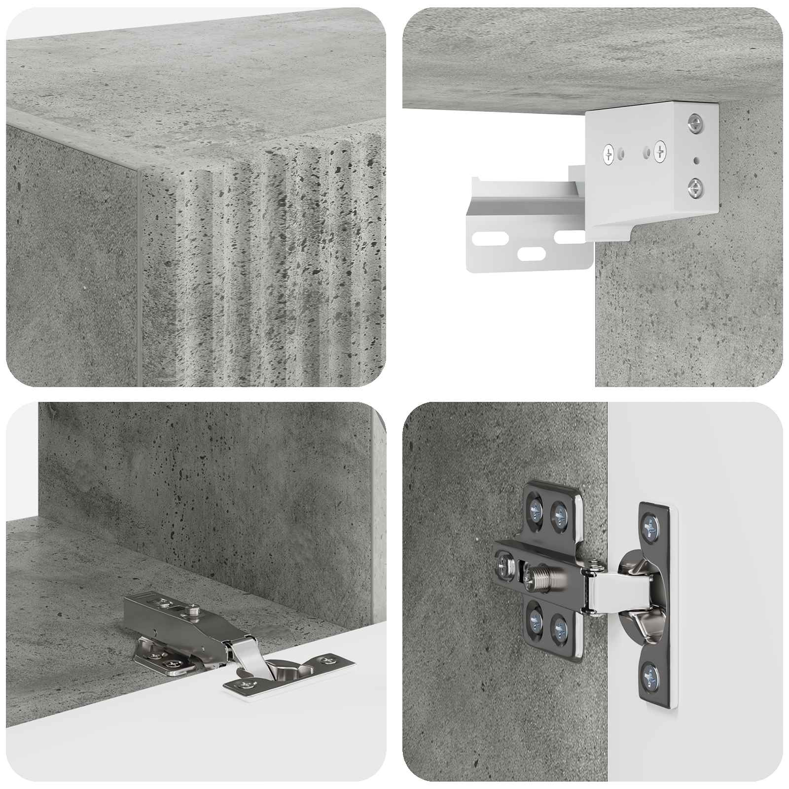 Set di Mobiletto da TV a Parete 4 pcs Grigio cemento | homemem39